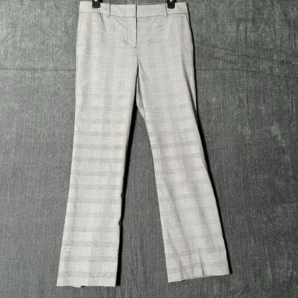 Talbots Dress Pants Womens 4 Gray Glen Plaid Trousers Work Career Wide Leg Flare